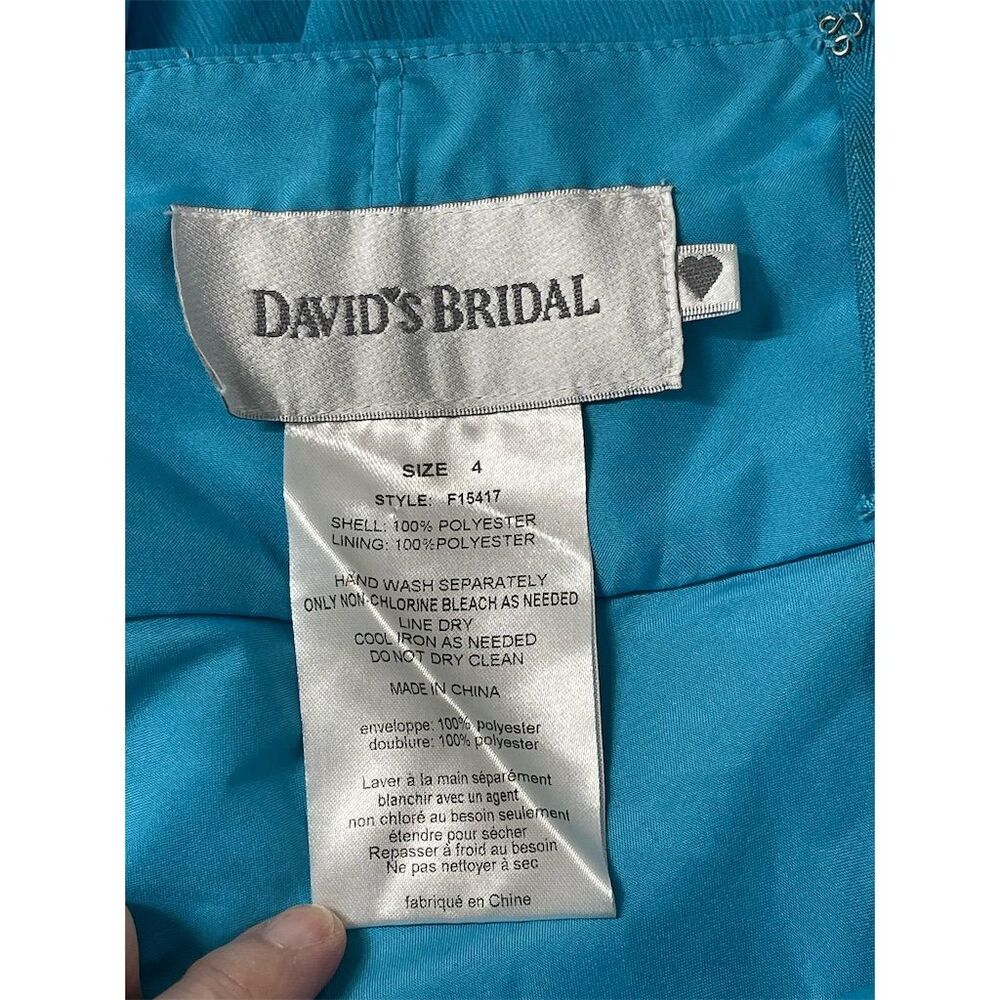 David's Bridal Women's Size 4 Blue High-Low Party Dress halter neck formal - Picture 7 of 14